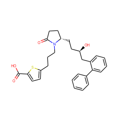 O=C(O)c1ccc(CCCN2C(=O)CC[C@@H]2CC[C@@H](O)Cc2ccccc2-c2ccccc2)s1 ZINC000036160039