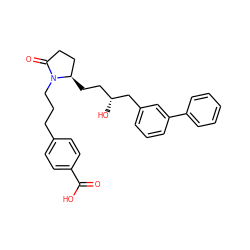 O=C(O)c1ccc(CCCN2C(=O)CC[C@H]2CC[C@@H](O)Cc2cccc(-c3ccccc3)c2)cc1 ZINC000036160051