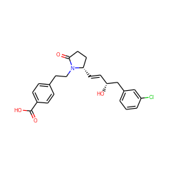 O=C(O)c1ccc(CCN2C(=O)CC[C@@H]2/C=C/[C@@H](O)Cc2cccc(Cl)c2)cc1 ZINC000003928070