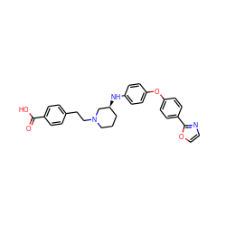 O=C(O)c1ccc(CCN2CCC[C@H](Nc3ccc(Oc4ccc(-c5ncco5)cc4)cc3)C2)cc1 ZINC000040420496