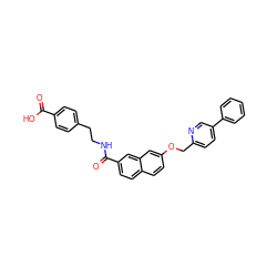 O=C(O)c1ccc(CCNC(=O)c2ccc3ccc(OCc4ccc(-c5ccccc5)cn4)cc3c2)cc1 ZINC000013804819