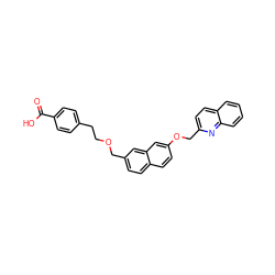 O=C(O)c1ccc(CCOCc2ccc3ccc(OCc4ccc5ccccc5n4)cc3c2)cc1 ZINC000001891934