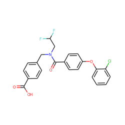 O=C(O)c1ccc(CN(CC(F)F)C(=O)c2ccc(Oc3ccccc3Cl)cc2)cc1 ZINC000584598313