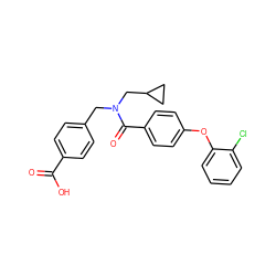 O=C(O)c1ccc(CN(CC2CC2)C(=O)c2ccc(Oc3ccccc3Cl)cc2)cc1 ZINC000584598345