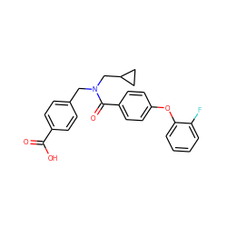 O=C(O)c1ccc(CN(CC2CC2)C(=O)c2ccc(Oc3ccccc3F)cc2)cc1 ZINC000221552621