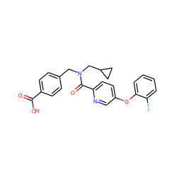 O=C(O)c1ccc(CN(CC2CC2)C(=O)c2ccc(Oc3ccccc3F)cn2)cc1 ZINC001772617581