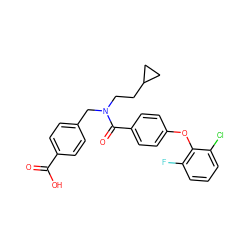 O=C(O)c1ccc(CN(CCC2CC2)C(=O)c2ccc(Oc3c(F)cccc3Cl)cc2)cc1 ZINC001772618110