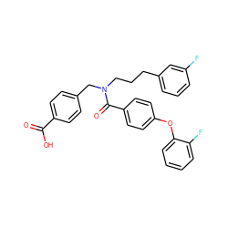 O=C(O)c1ccc(CN(CCCc2cccc(F)c2)C(=O)c2ccc(Oc3ccccc3F)cc2)cc1 ZINC001772654804