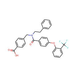 O=C(O)c1ccc(CN(CCc2ccccc2)C(=O)c2ccc(Oc3ccccc3C(F)(F)F)cc2)cc1 ZINC001772603255