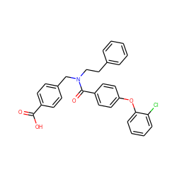 O=C(O)c1ccc(CN(CCc2ccccc2)C(=O)c2ccc(Oc3ccccc3Cl)cc2)cc1 ZINC000584598308