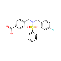 O=C(O)c1ccc(CN(Cc2ccc(F)cc2)S(=O)(=O)c2ccccc2)cc1 ZINC000116674218