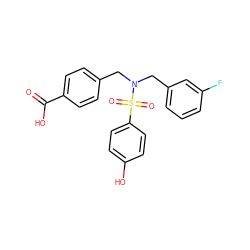 O=C(O)c1ccc(CN(Cc2cccc(F)c2)S(=O)(=O)c2ccc(O)cc2)cc1 ZINC000115732508