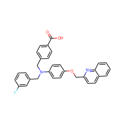 O=C(O)c1ccc(CN(Cc2cccc(F)c2)c2ccc(OCc3ccc4ccccc4n3)cc2)cc1 ZINC000001537186