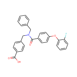 O=C(O)c1ccc(CN(Cc2ccccc2)C(=O)c2ccc(Oc3ccccc3F)cc2)cc1 ZINC000584598362