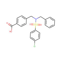 O=C(O)c1ccc(CN(Cc2ccccc2)S(=O)(=O)c2ccc(Cl)cc2)cc1 ZINC000003280826