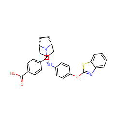 O=C(O)c1ccc(CN2[C@H]3CC[C@@H]2C[C@H](Nc2ccc(Oc4nc5ccccc5s4)cc2)C3)cc1 ZINC000101180763