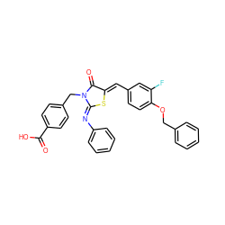 O=C(O)c1ccc(CN2C(=O)/C(=C/c3ccc(OCc4ccccc4)c(F)c3)S/C2=N\c2ccccc2)cc1 ZINC000103234670