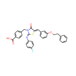 O=C(O)c1ccc(CN2C(=O)/C(=C/c3cccc(OCCc4ccccc4)c3)S/C2=N\c2ccc(F)cc2)cc1 ZINC001772601084