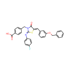 O=C(O)c1ccc(CN2C(=O)/C(=C/c3cccc(OCc4ccccc4)c3)S/C2=N\c2ccc(F)cc2)cc1 ZINC001772643159