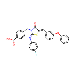 O=C(O)c1ccc(CN2C(=O)/C(=C/c3cccc(Oc4ccccc4)c3)S/C2=N\c2ccc(F)cc2)cc1 ZINC001772650975