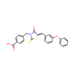 O=C(O)c1ccc(CN2C(=O)/C(=C/c3cccc(Oc4ccccc4)c3)SC2=S)cc1 ZINC001772644199