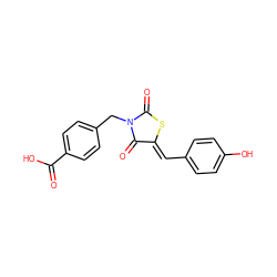 O=C(O)c1ccc(CN2C(=O)S/C(=C\c3ccc(O)cc3)C2=O)cc1 ZINC000026920281