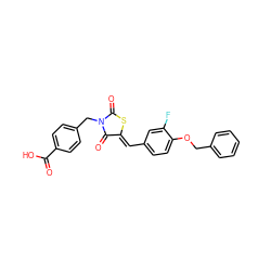 O=C(O)c1ccc(CN2C(=O)S/C(=C\c3ccc(OCc4ccccc4)c(F)c3)C2=O)cc1 ZINC000103234655