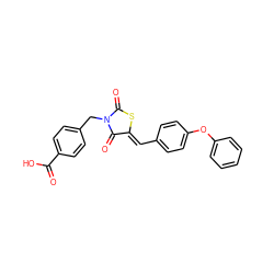 O=C(O)c1ccc(CN2C(=O)S/C(=C\c3ccc(Oc4ccccc4)cc3)C2=O)cc1 ZINC000028825575