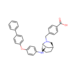 O=C(O)c1ccc(CN2C[C@H]3CCC[C@H]2[C@H](Nc2ccc(Oc4ccc(-c5ccccc5)cc4)cc2)C3)cc1 ZINC000101413172