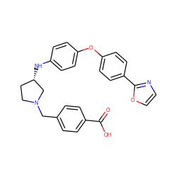 O=C(O)c1ccc(CN2CC[C@H](Nc3ccc(Oc4ccc(-c5ncco5)cc4)cc3)C2)cc1 ZINC000040934105