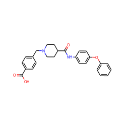 O=C(O)c1ccc(CN2CCC(C(=O)Nc3ccc(Oc4ccccc4)cc3)CC2)cc1 ZINC000040934234