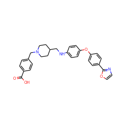 O=C(O)c1ccc(CN2CCC(CNc3ccc(Oc4ccc(-c5ncco5)cc4)cc3)CC2)cc1 ZINC000040935619