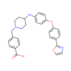 O=C(O)c1ccc(CN2CCC(Nc3ccc(Oc4ccc(-c5ncco5)cc4)cc3)CC2)cc1 ZINC000040934842