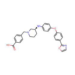 O=C(O)c1ccc(CN2CCC[C@H](Nc3ccc(Oc4ccc(-c5ncco5)cc4)cc3)C2)cc1 ZINC000040934103