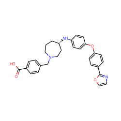 O=C(O)c1ccc(CN2CCC[C@H](Nc3ccc(Oc4ccc(-c5ncco5)cc4)cc3)CC2)cc1 ZINC000040934722