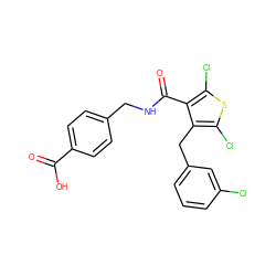 O=C(O)c1ccc(CNC(=O)c2c(Cl)sc(Cl)c2Cc2cccc(Cl)c2)cc1 ZINC000045367953