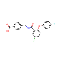 O=C(O)c1ccc(CNC(=O)c2cc(Cl)ccc2Oc2ccc(F)cc2)cc1 ZINC000201578491