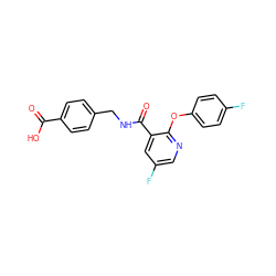 O=C(O)c1ccc(CNC(=O)c2cc(F)cnc2Oc2ccc(F)cc2)cc1 ZINC000168901765