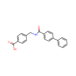 O=C(O)c1ccc(CNC(=O)c2ccc(-c3ccccc3)cc2)cc1 ZINC000013091871