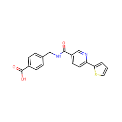 O=C(O)c1ccc(CNC(=O)c2ccc(-c3cccs3)nc2)cc1 ZINC000148698930