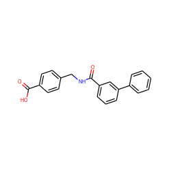 O=C(O)c1ccc(CNC(=O)c2cccc(-c3ccccc3)c2)cc1 ZINC000725400430