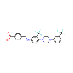 O=C(O)c1ccc(CNc2ccc(N3CCN(c4cccc(C(F)(F)F)c4)CC3)c(C(F)(F)F)c2)cc1 ZINC000027860970