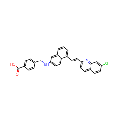 O=C(O)c1ccc(CNc2ccc3c(/C=C/c4ccc5ccc(Cl)cc5n4)cccc3c2)cc1 ZINC000013560095