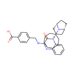 O=C(O)c1ccc(CNc2nc3ccccc3n([C@@H]3C[C@@H]4CC[C@H](C3)N4C3CCCCCCC3)c2=O)cc1 ZINC000143797162