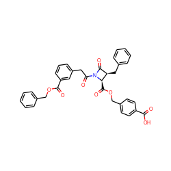 O=C(O)c1ccc(COC(=O)[C@@H]2[C@H](Cc3ccccc3)C(=O)N2C(=O)Cc2cccc(C(=O)OCc3ccccc3)c2)cc1 ZINC000029316471