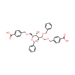 O=C(O)c1ccc(COC[C@H](OCc2ccccc2)[C@H](O)[C@H](O)[C@@H](COCc2ccc(C(=O)O)cc2)OCc2ccccc2)cc1 ZINC000036139931