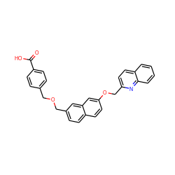 O=C(O)c1ccc(COCc2ccc3ccc(OCc4ccc5ccccc5n4)cc3c2)cc1 ZINC000013804845