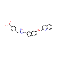 O=C(O)c1ccc(Cc2noc(-c3ccc4ccc(OCc5ccc6ccccc6n5)cc4c3)n2)cc1 ZINC000013804757