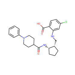 O=C(O)c1ccc(Cl)cc1NC[C@@H]1CCC[C@@H]1NC(=O)C1CCN(c2ccccc2)CC1 ZINC001772619228