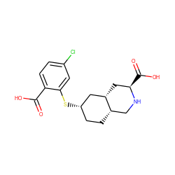 O=C(O)c1ccc(Cl)cc1S[C@H]1CC[C@H]2CN[C@H](C(=O)O)C[C@H]2C1 ZINC000034044890